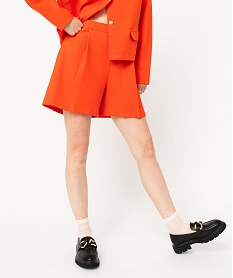 GEMO Short à plis avec taille élastique femme Orange