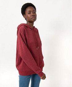 GEMO Sweat oversize à capuche intérieur molletonné femme rouge vif