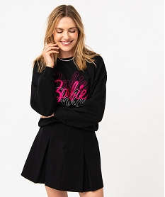 GEMO Sweat ample avec inscriptions brodées femme - Barbie Noir