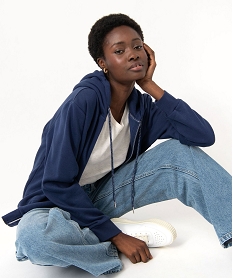 GEMO Sweat zippé à capuche avec intérieur molletonné femme bleu standard