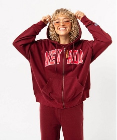 sweat zippe a capuche coupe oversize femme - camps united rougeJ122601_1