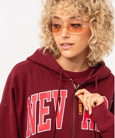 sweat zippe a capuche coupe oversize femme - camps united rougeJ122601_2