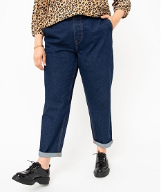 GEMO Jean femme grande taille délavé coupe mom taille élastiquée Bleu