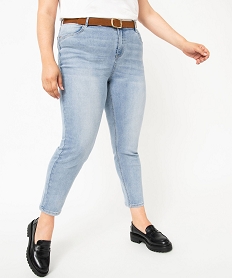 GEMO Jean slim 78e avec ceinture femme grande taille blanc chine