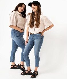 GEMO Jean slim longueur 78ème avec ceinture femme Bleu