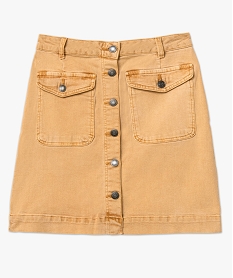 jupe en jean coloree avec fermeture boutons femme orangeJ126701_4