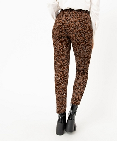 pantalon droit en toile extensible imprime leopard femme brunJ127301_3