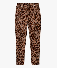 pantalon droit en toile extensible imprime leopard femme brun pantalonsJ127301_4