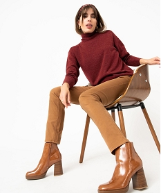 GEMO Pantalon coupe Regular taille normale femme marron vif