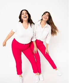 GEMO Pantalon coupe Slim taille normale femme Rouge
