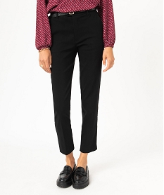 GEMO Pantalon en toile extensible coupe slim avec ceinture femme noir standard