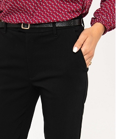 pantalon en toile extensible coupe slim femme avec ceinture noirJ128401_2