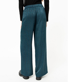 pantalon large en satin fluide imprime femme bleuJ128501_3