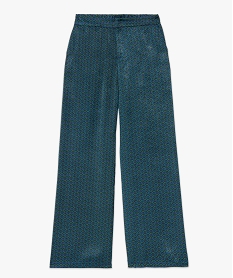pantalon large en satin fluide imprime femme bleuJ128501_4