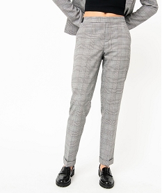 pantalon a motif prince de galles et ceinture elastique femme imprimeJ128901_3