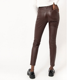 pantalon enduit taille haute coupe skinny push-up femme brunJ129501_3