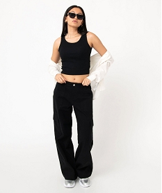 GEMO Pantalon large coupe cargo femme noir standard