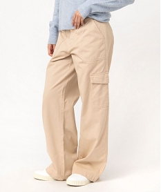 pantalon large style cargo femme beigeJ129901_1