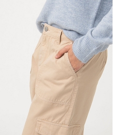 pantalon large style cargo femme beigeJ129901_2