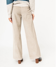 pantalon large taille haute en velours cotele femme beigeJ130101_3