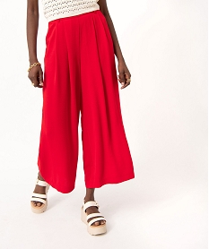 GEMO Pantacourt large en toile fluide femme rouge standard