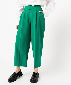 GEMO Pantacourt ample à pinces femme vert standard