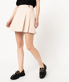GEMO Jupe courte à plis femme beige standard