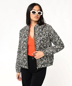 GEMO Veste femme matelassée à motifs fermeture zippée imprime floral