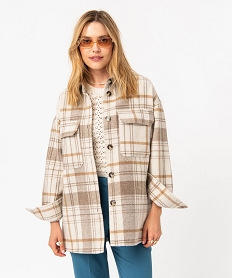 GEMO Veste chemise à carreaux avec larges poches femme Imprimé