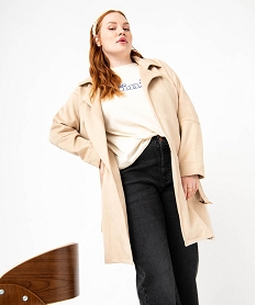 GEMO Trench en suédine avec ceinture femme grande taille Beige