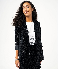 GEMO Veste en velours et sequins femme Noir