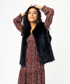 GEMO Veste sans manches en fourrure imitation femme noir standard