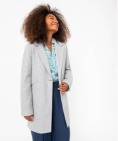 GEMO Manteau long à col tailleur femme gris standard