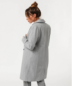 manteau long droit en laine a double boutonnage femme gris manteauxJ139001_3