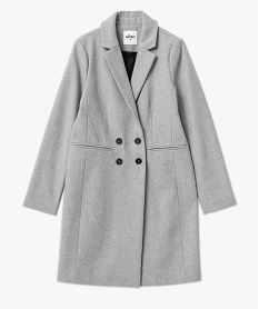 manteau long droit en laine a double boutonnage femme gris manteauxJ139001_4