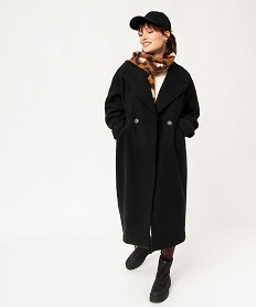manteau long oversize double boutonnage femme noirJ139501_1