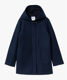 manteau court zippe a capuche doublee sherpa femme bleuJ139601_4