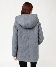 manteau court zippe a capuche doublee sherpa femme grisJ139801_3