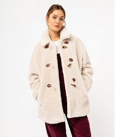 manteau en maille sherpa femme - lulucastagnette beigeJ139901_1