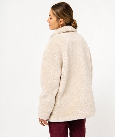 manteau en maille sherpa femme - lulucastagnette beigeJ139901_3