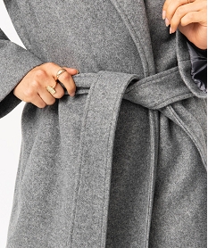 manteau long aspect drap de laine femme grisJ140001_2