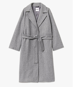 manteau long aspect drap de laine femme grisJ140001_4