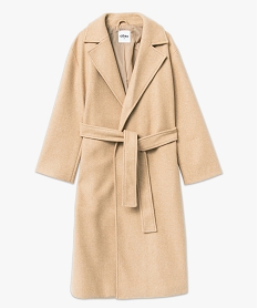 manteau long aspect drap de laine femme orangeJ140101_4