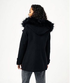 manteau zippe a capuche en fourrure imitation femme noirJ140201_3