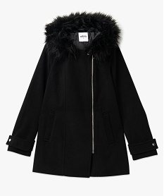 manteau zippe a capuche en fourrure imitation femme noirJ140201_4