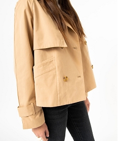 veste impermeable courte coupe large femme orange manteauxJ140301_2
