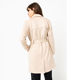 manteau trench en suedine avec ceinture femme beigeJ140401_3