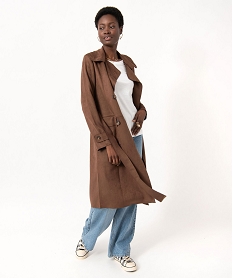 GEMO Imperméable long en suédine femme marron standard