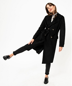 GEMO Imperméable long en suédine femme noir standard