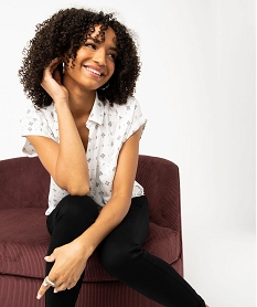 GEMO Chemise imprimée à manches courtes femme Blanc
